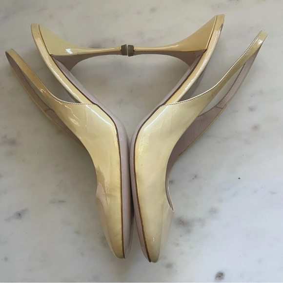 Miu Miu butter yellow patent leather sling back heel - Picture 6 of 9